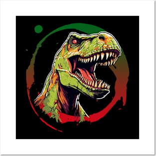 Fierce Allosaurus Color Splash Design Posters and Art